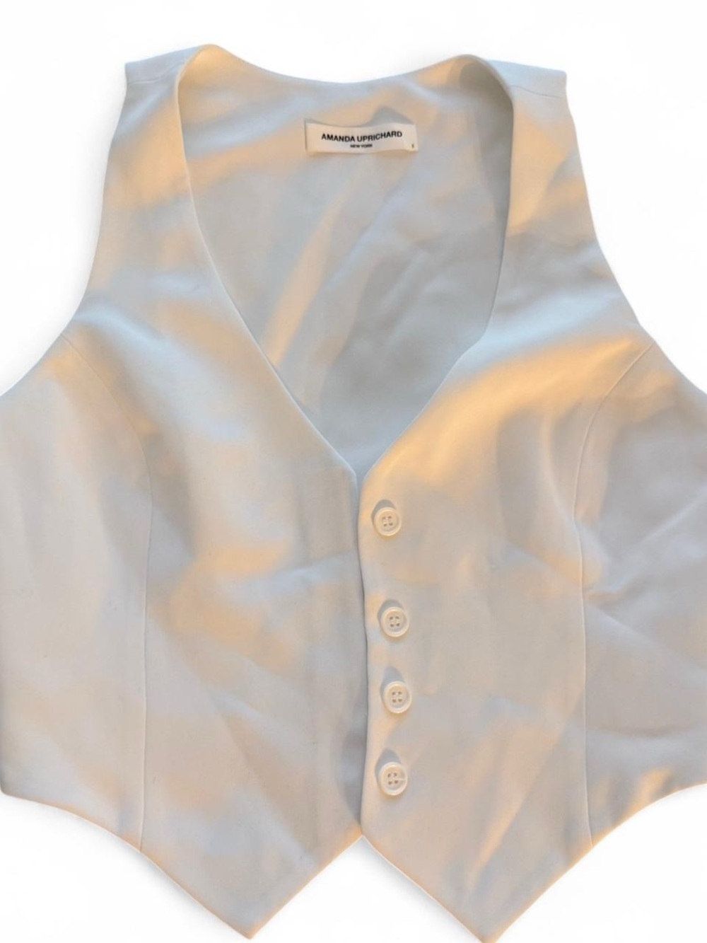 Amanda Uprichard White V-Neck Button Vest